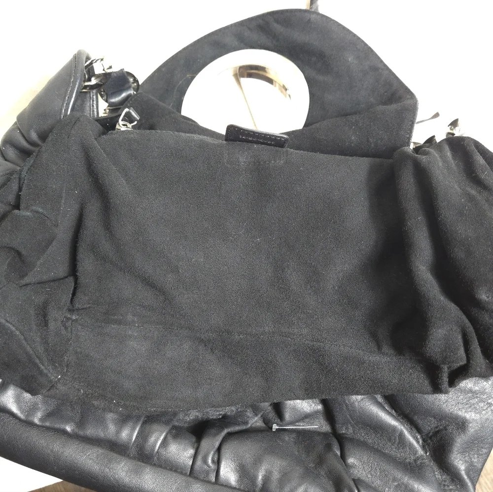 Christian Dior Vintage Black Leather Jazz Club Hobo Shoulder Bag